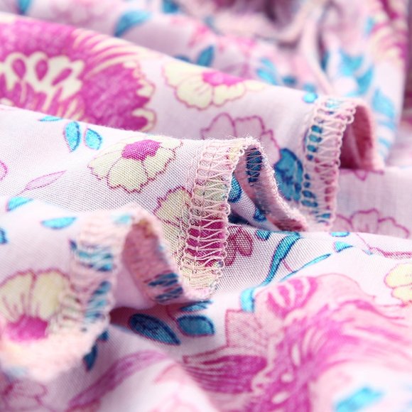 Bohemian Ruffle Hem Drawstring Waist Mini Dress - Picture 5 of 6